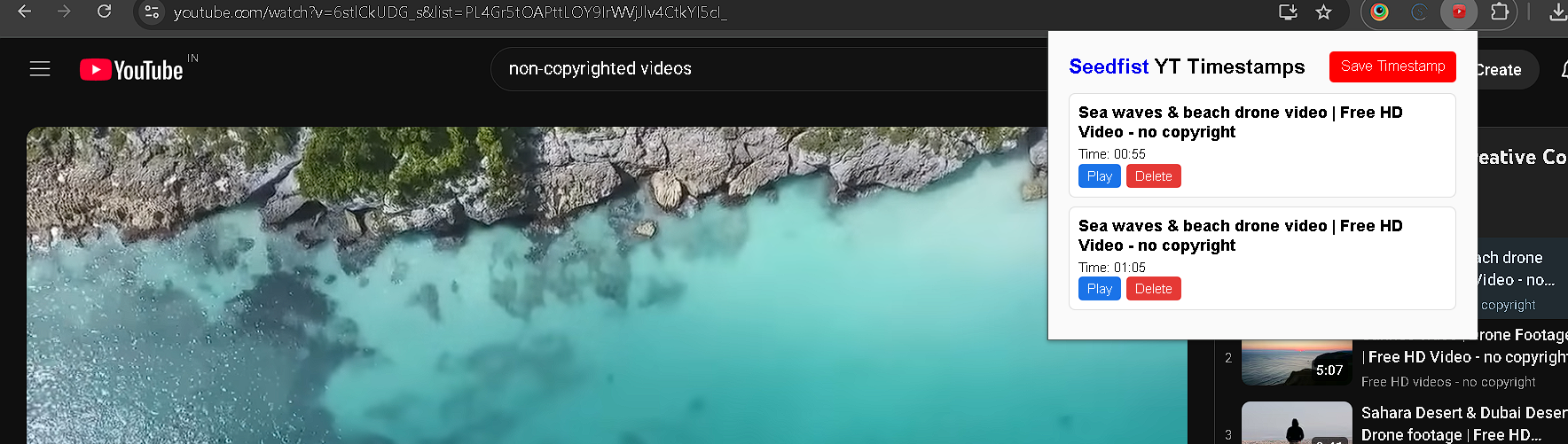 Youtube Timestamp Saver Chrome Extension | Saving Timestamps